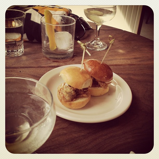 Pickle martinis and pickle oyster sliders and pickles and pickles (w @nadinejoliebeauty at The Penrose) #ramshackleglam