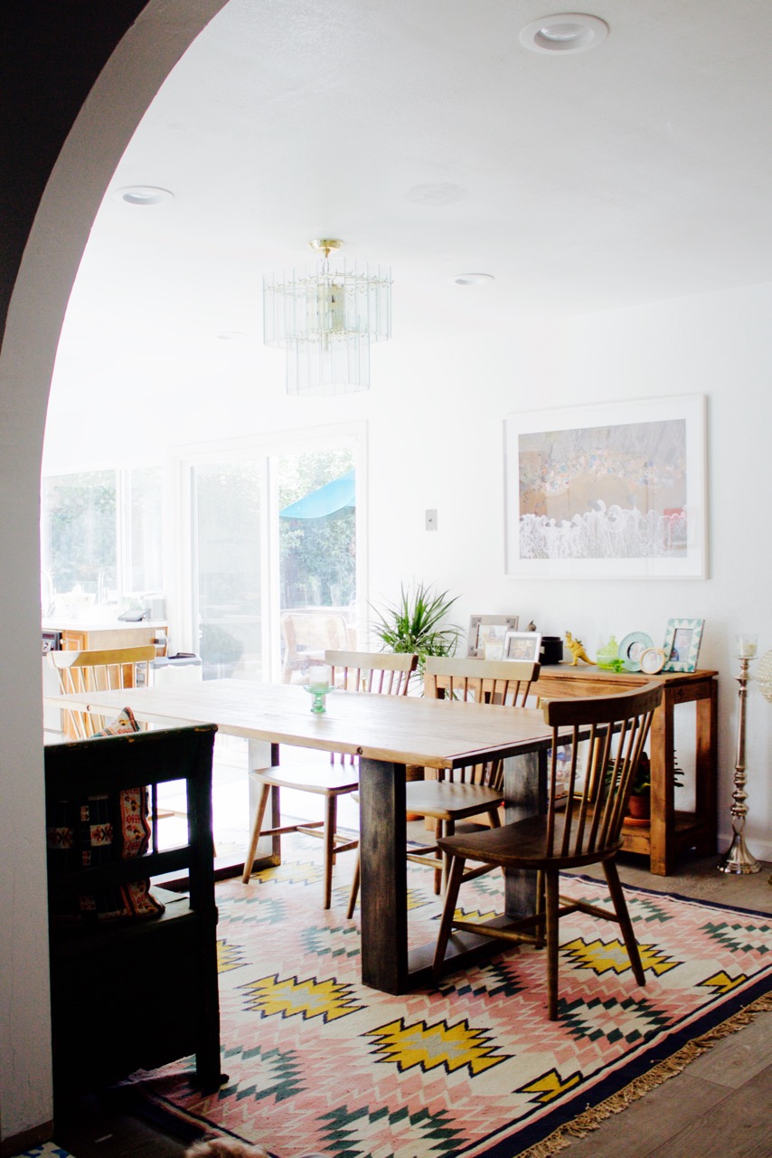 Jordan Reid's dining room with a Lulu and Georgia Painted Desert rug