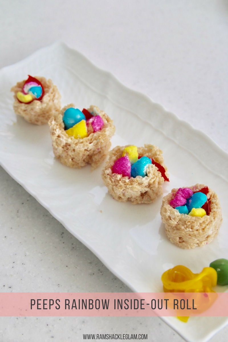 how to make peep sushi or peepshi with Rice Krispies treats