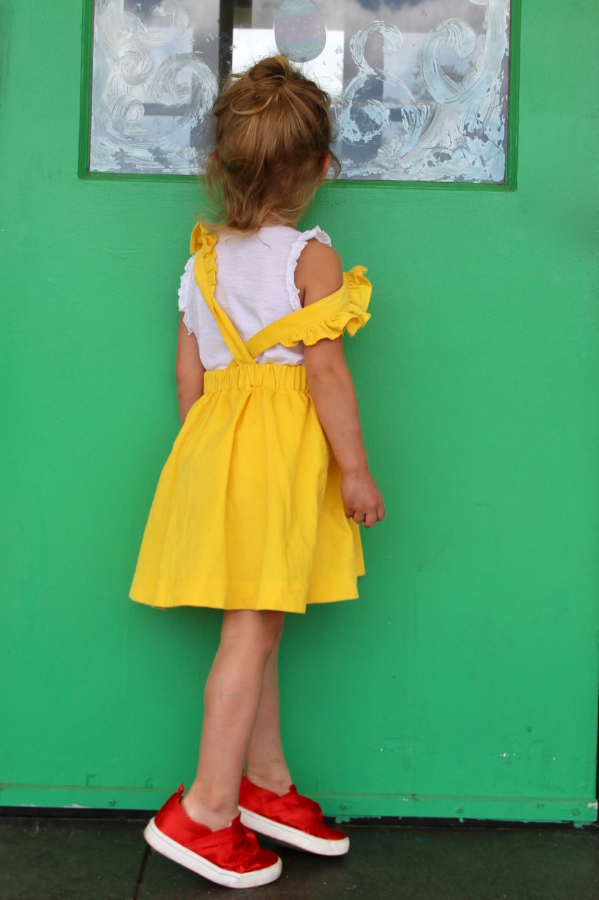 dapper crown yellow corduroy pinafore for little girl