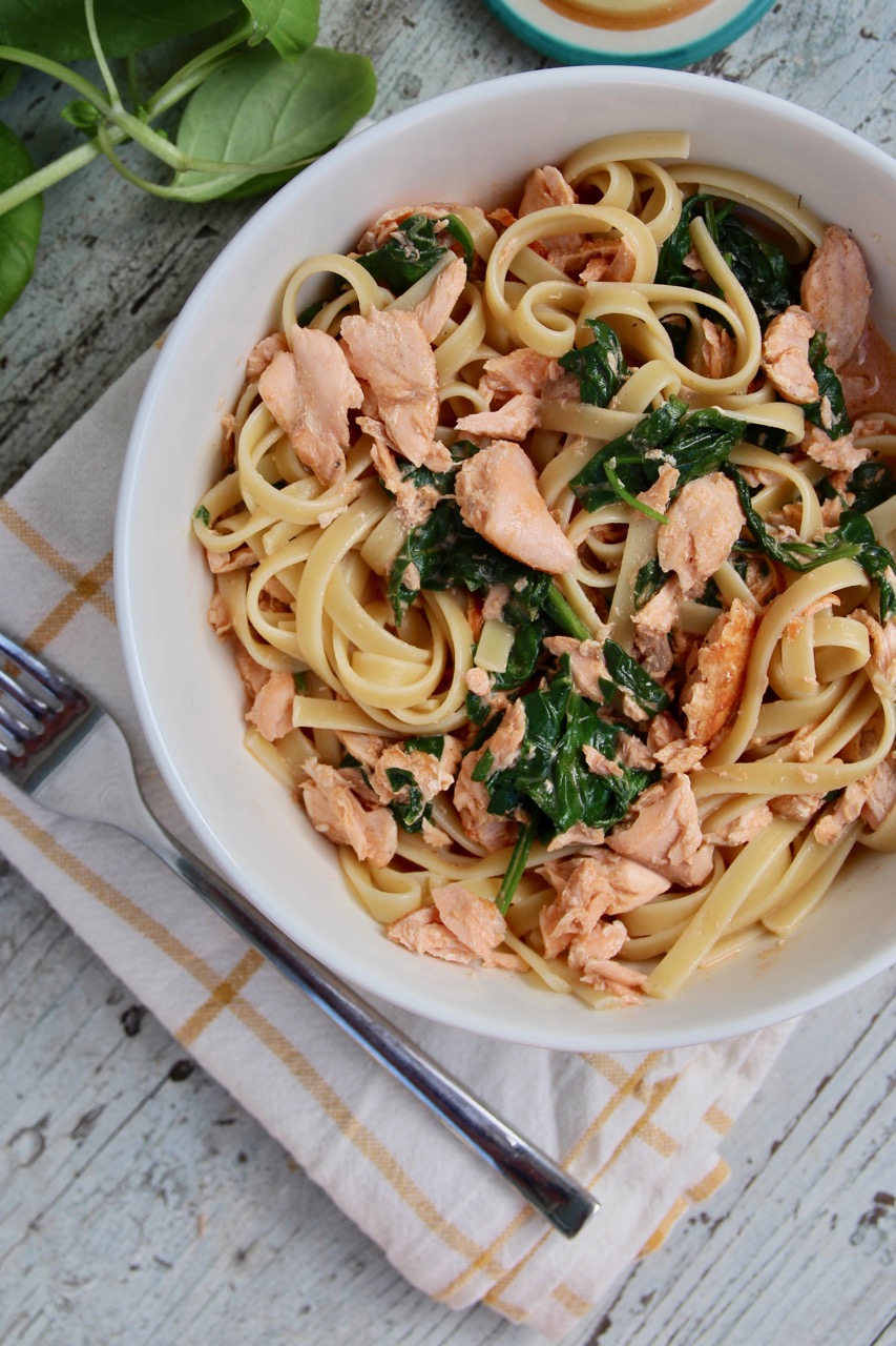 salmon spinach and tomato pasta recipe